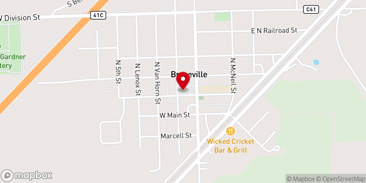 Map showing location of Braceville United Methodist