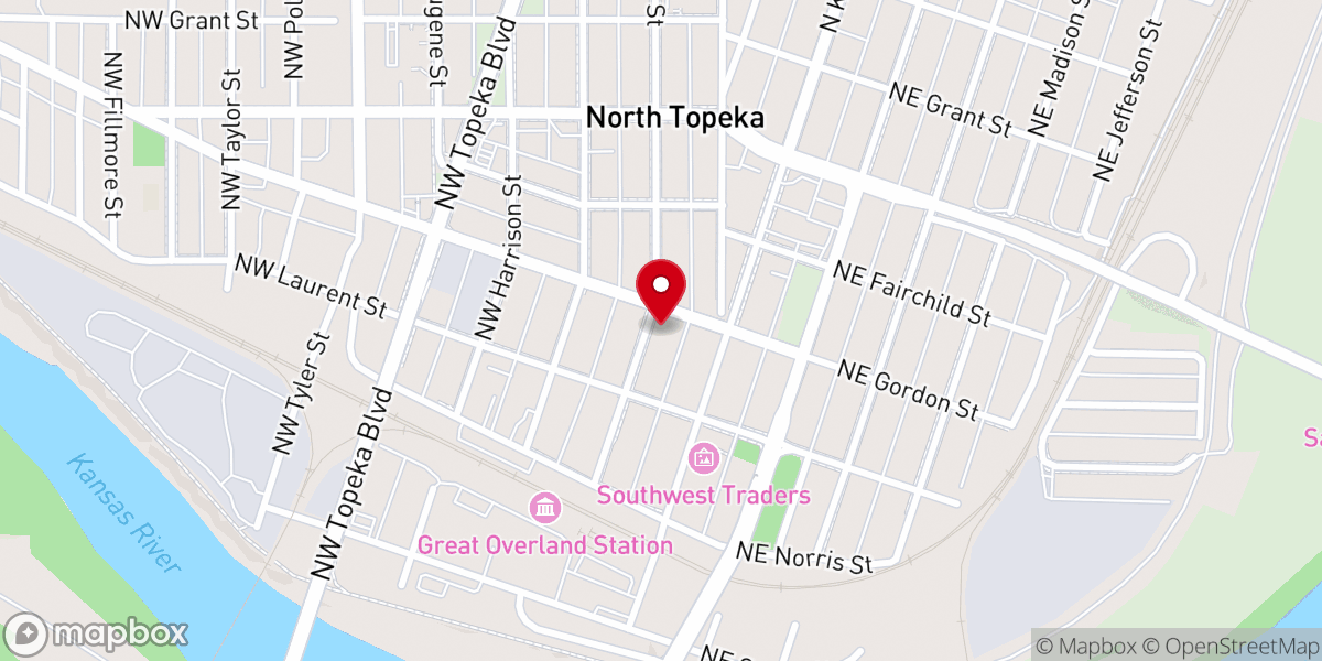 Map showing location of North Topeka Baptist Church