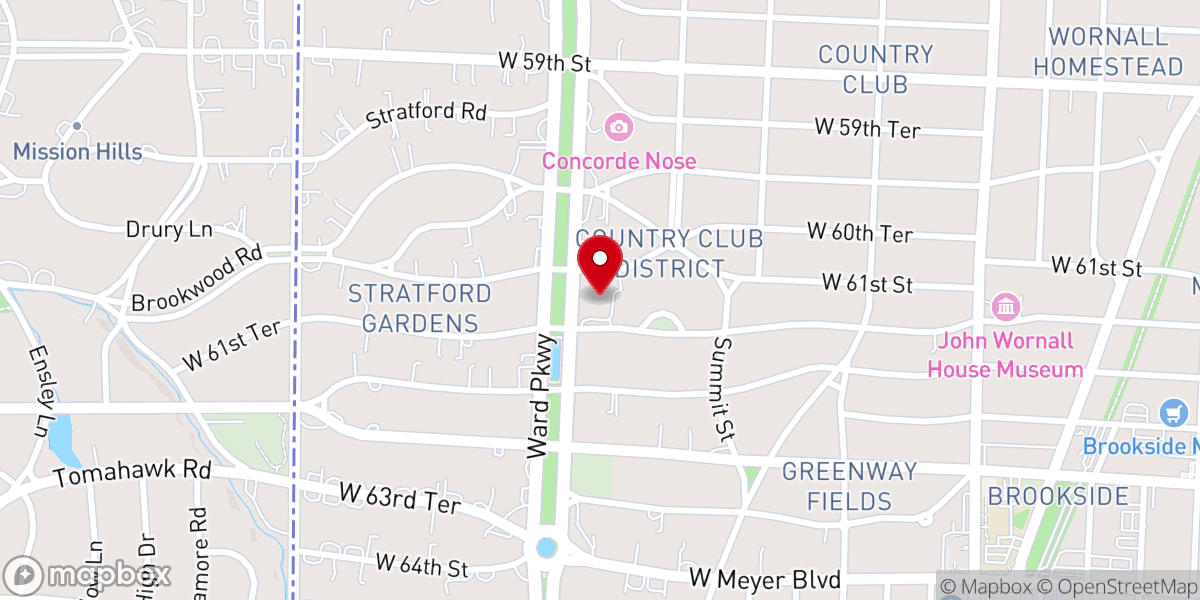 Map showing location of Country Club Congregational Church
