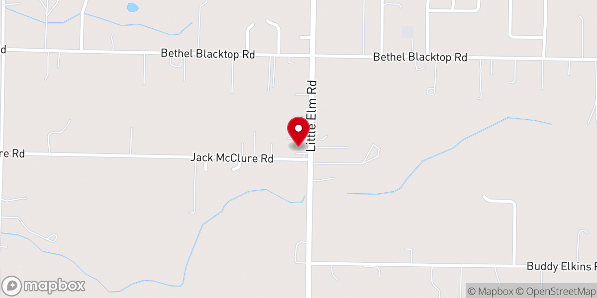Map showing location of Little Elm Missionary Baptist Church