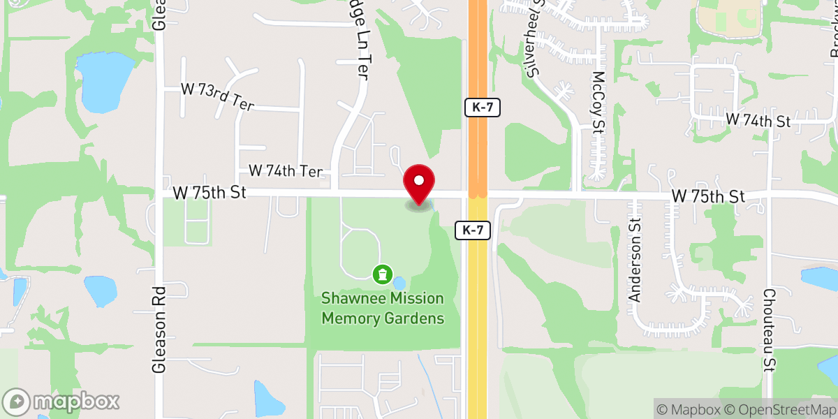 Map showing location of Shawnee Mission Memory Gardens