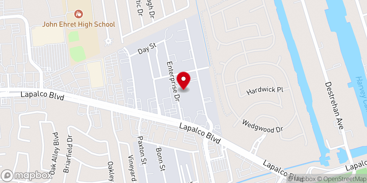 Map showing location of Trinity Baptist Church of Harvey,La.