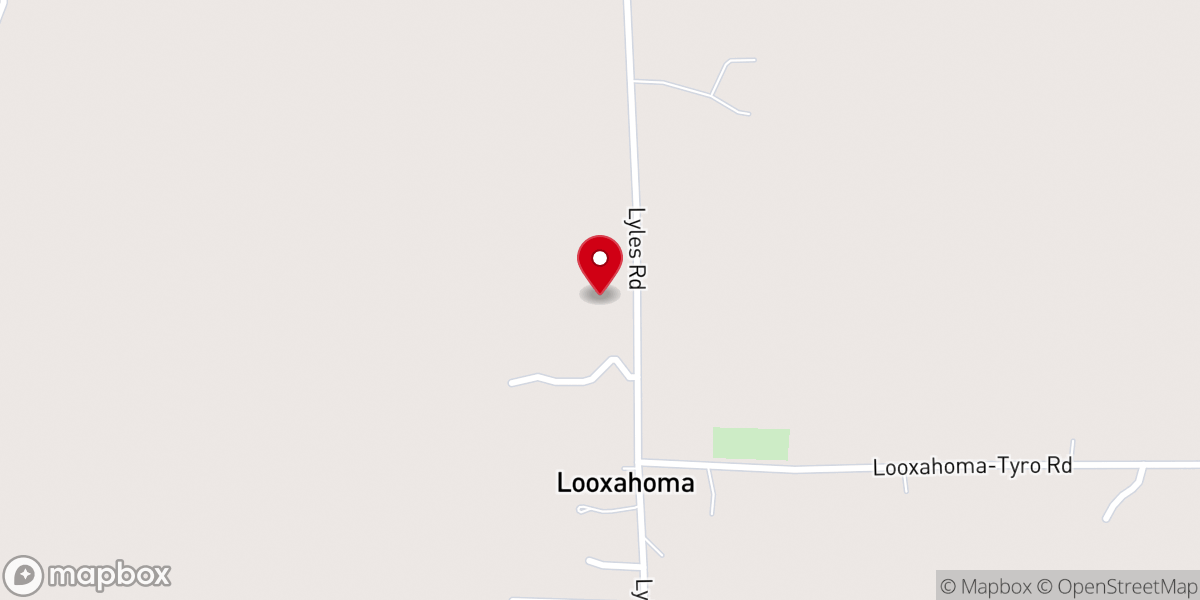 Map showing location of Looxahoma Baptist Church