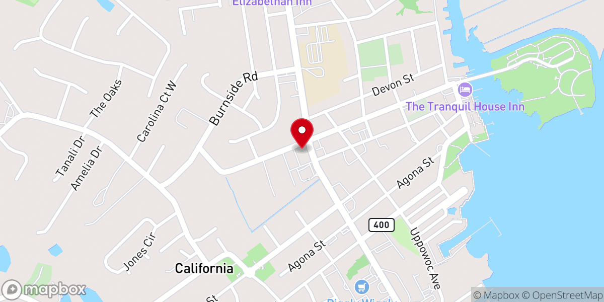 Map showing location of Manteo Baptist Church