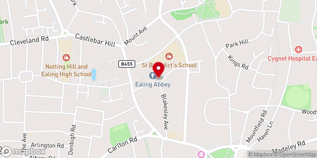 Map showing location of St Benedict's Abbey Church