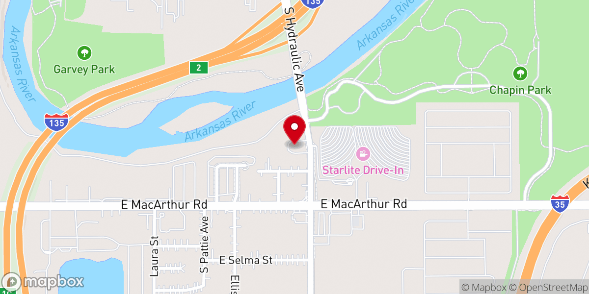 Map showing location of Arkansas Valley Christian Church