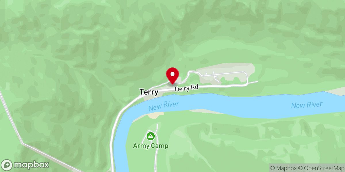 Map showing location of Terry Independent Christian Church