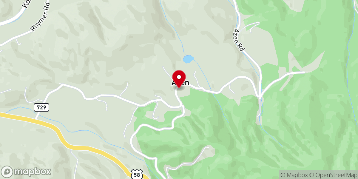 Map showing location of Azen Church