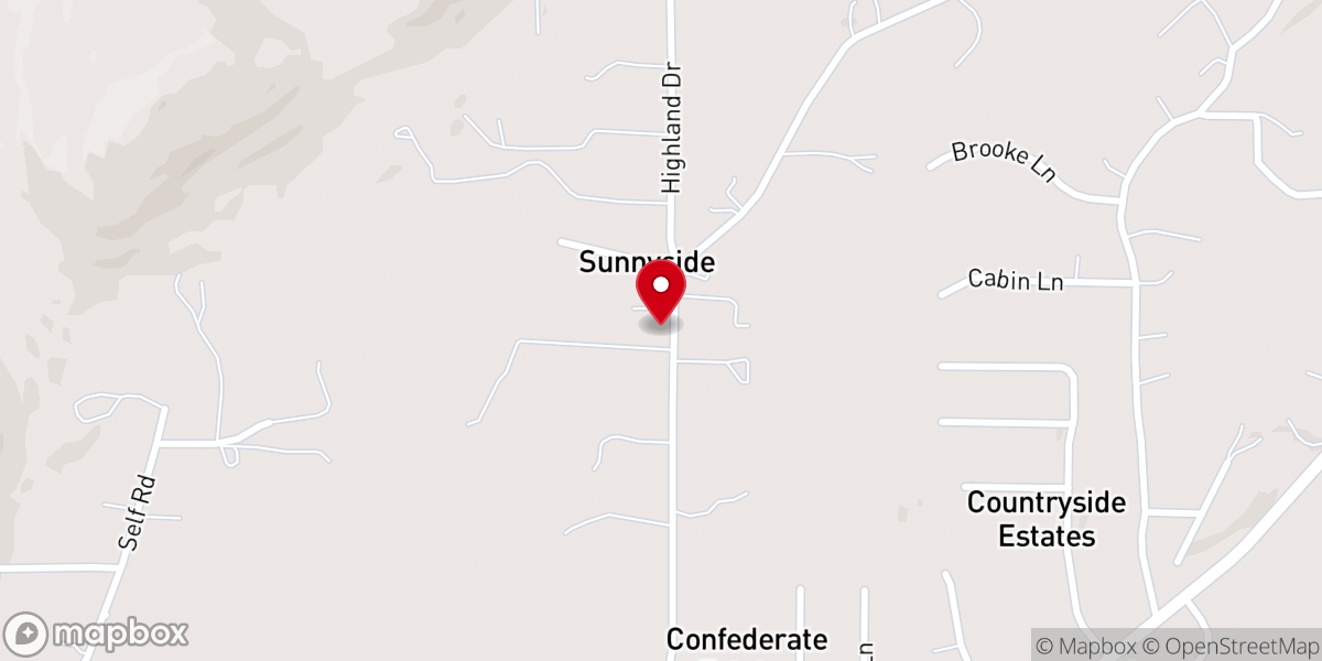 Map showing location of Sunnyside Church