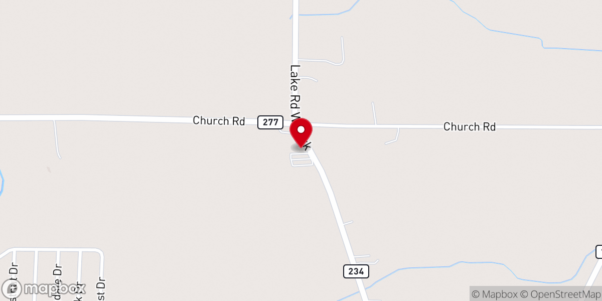 Map showing location of St John Lutheran Church