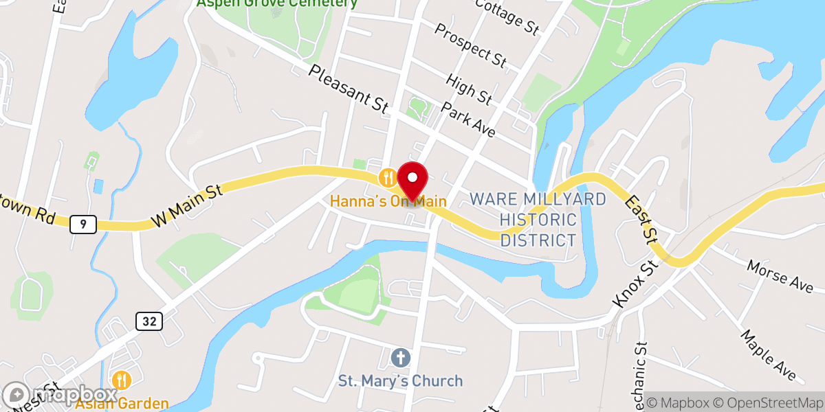 Map showing location of Ware Bible Baptist Church