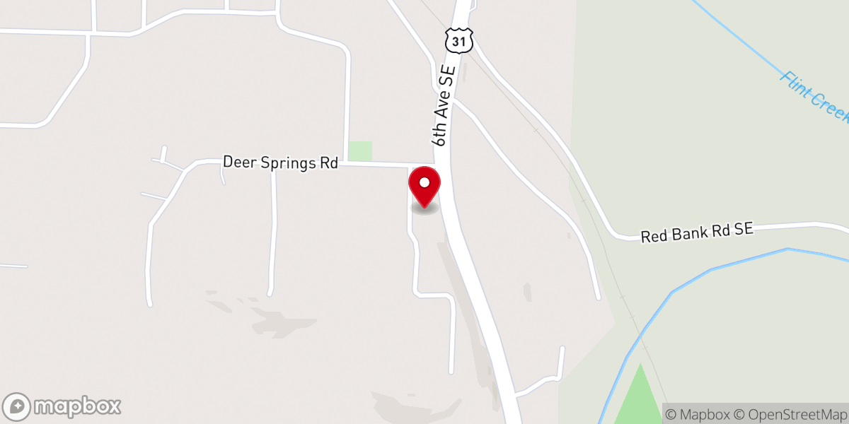Map showing location of Deer Springs Baptist Church