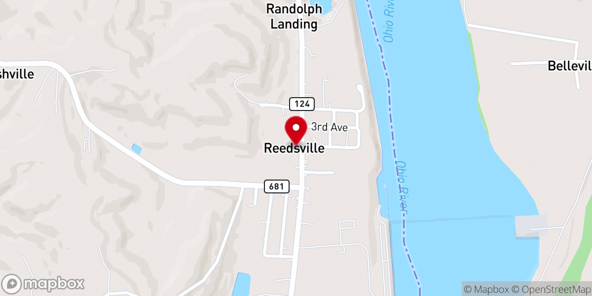 Map showing location of Reedsville United Methodist Church