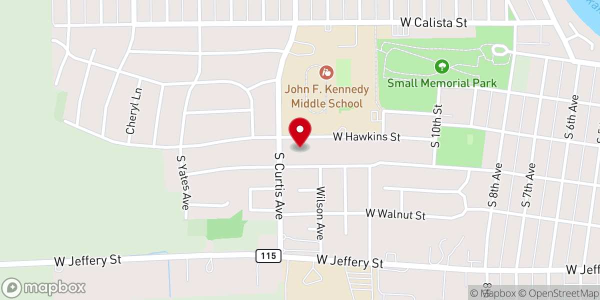 Map showing location of Immanuel Baptist Church