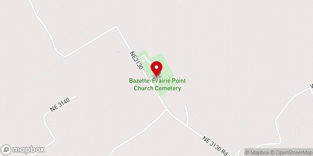 Map showing location of Bazette-Prairie Point Church