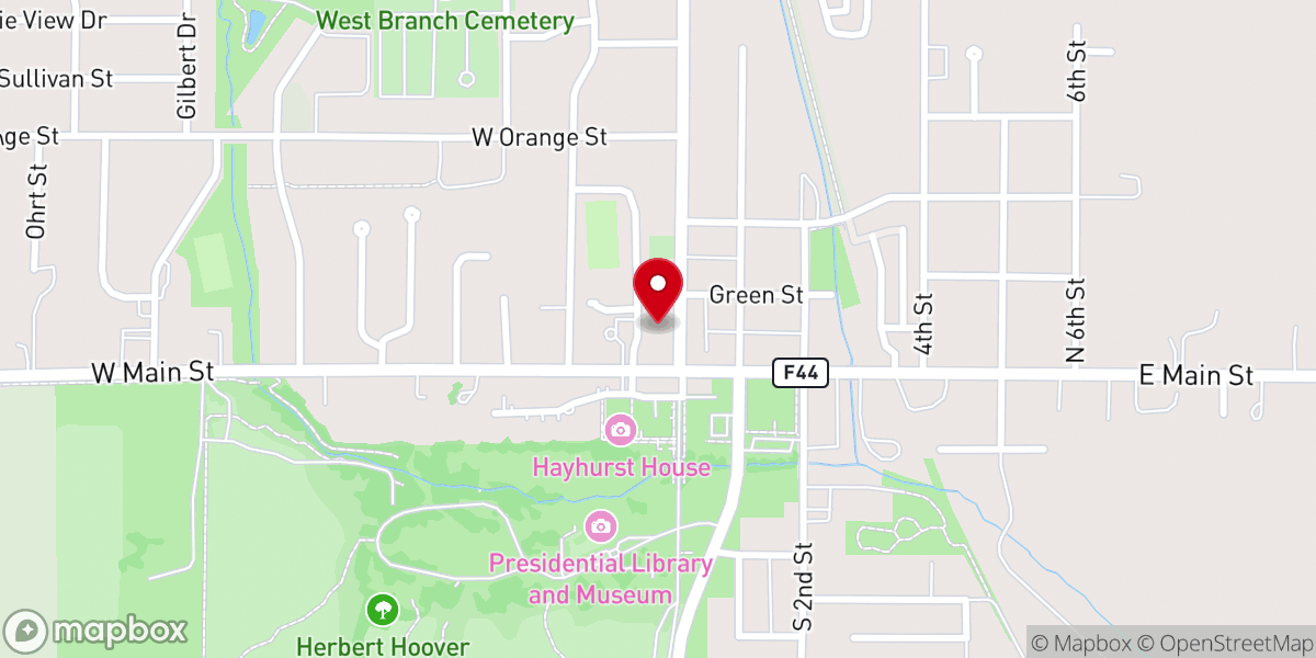 Map showing location of West Branch Friends Church