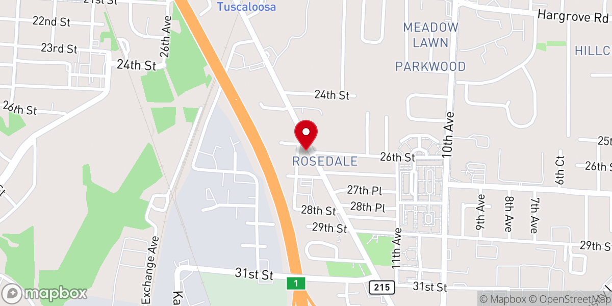 Map showing location of Christ Baptist Church of Tuscaloosa