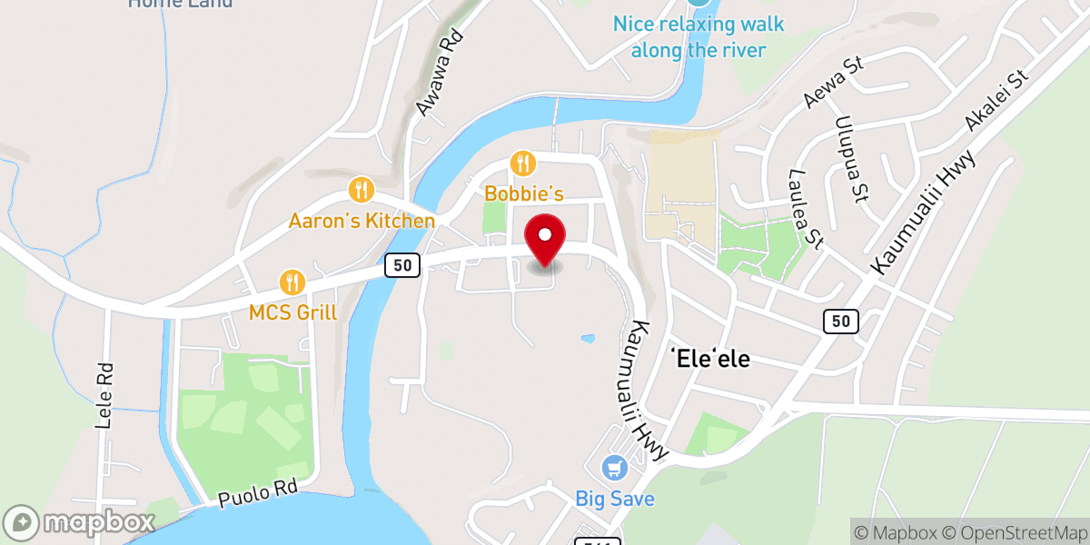 Map showing location of West Kauai Hongwanji Mission: Hanapepe Temple