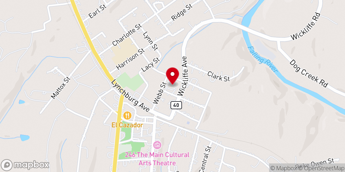 Map showing location of Brookneal Baptist Church