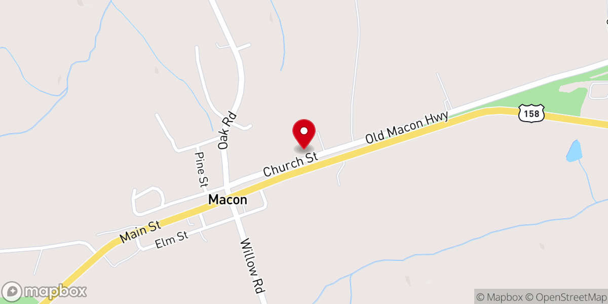 Map showing location of Macon Baptist Church