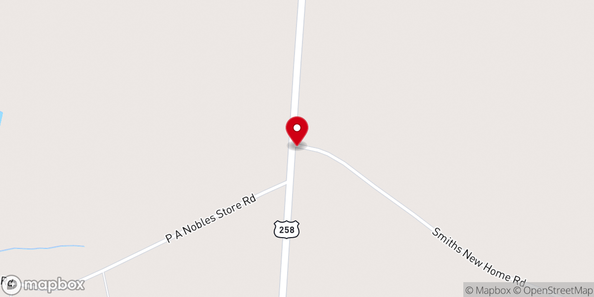 Map showing location of Smith New Home Church
