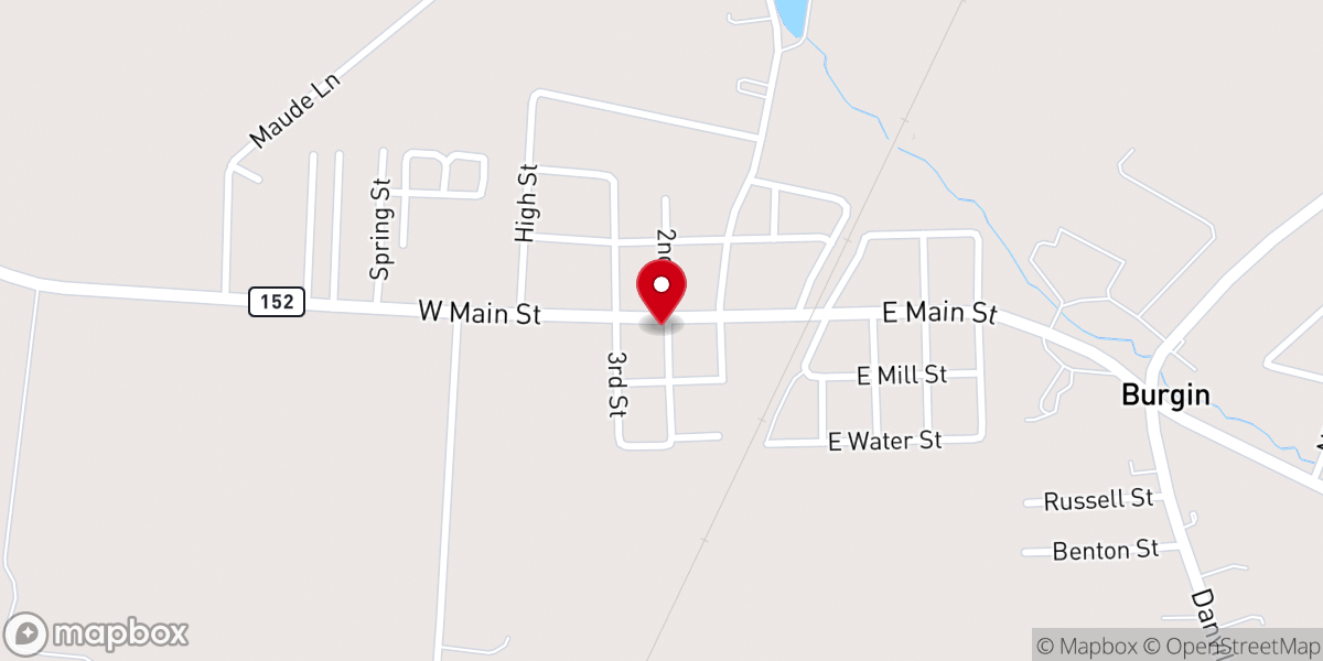 Map showing location of Burgin Christian Church