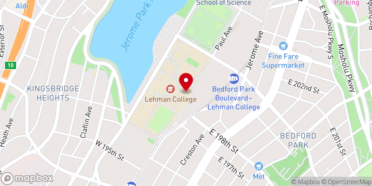 Map showing location of Lehman Center for the Performing Arts