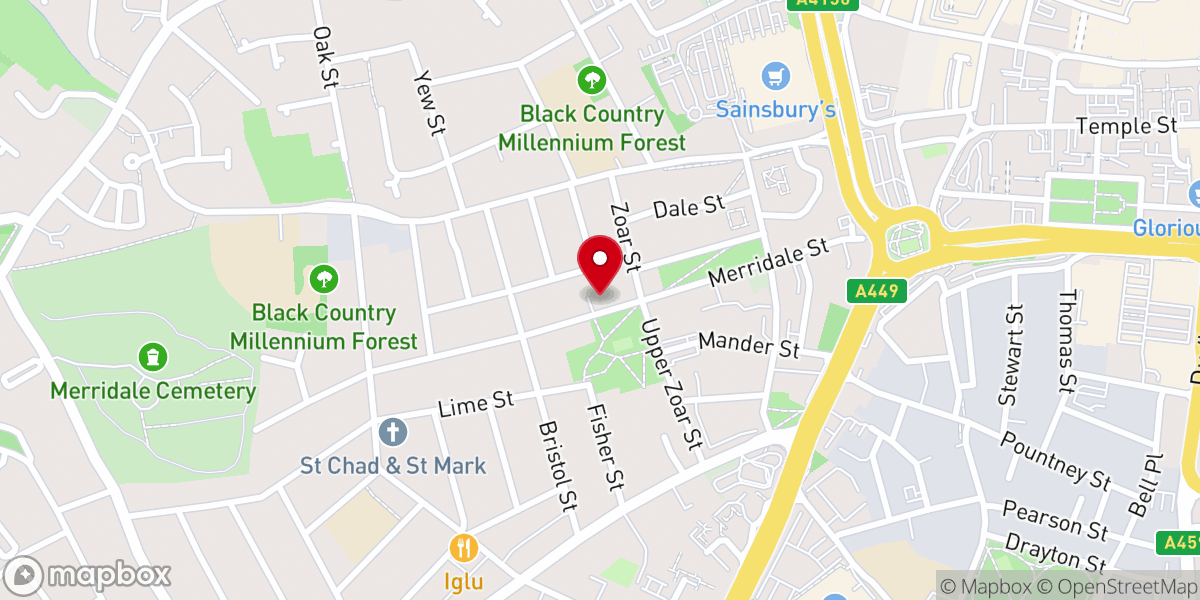 Map showing location of Biserica Ortodoxa Sf. Ioan Valahul, Wolverhampton