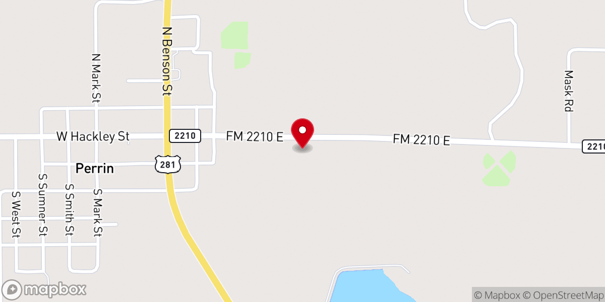 Map showing location of First Baptist Church of Perrin