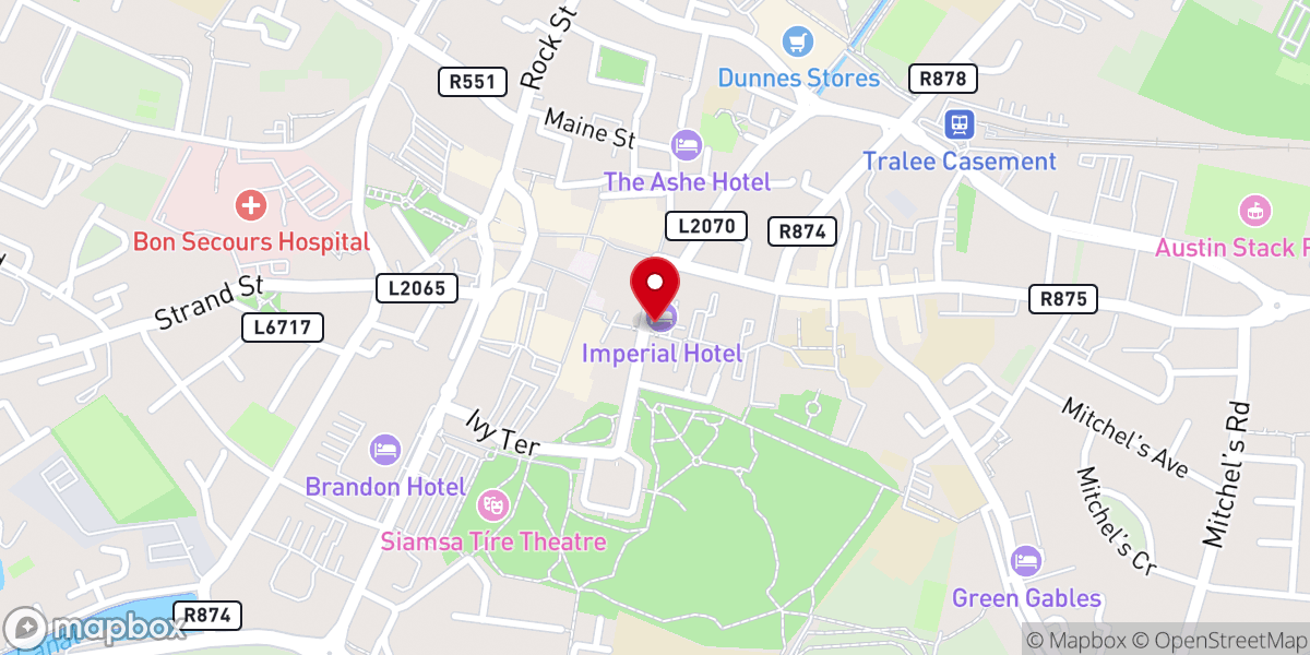 Map showing location of Imperial Hotel Tralee