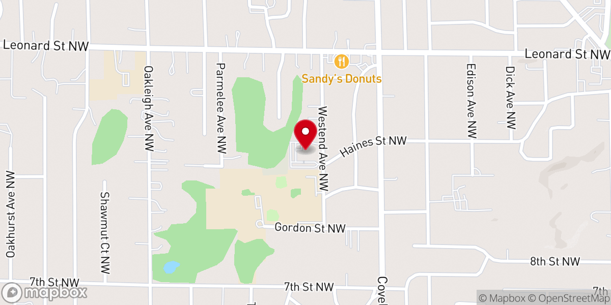 Map showing location of Westend Christian Reformed Church