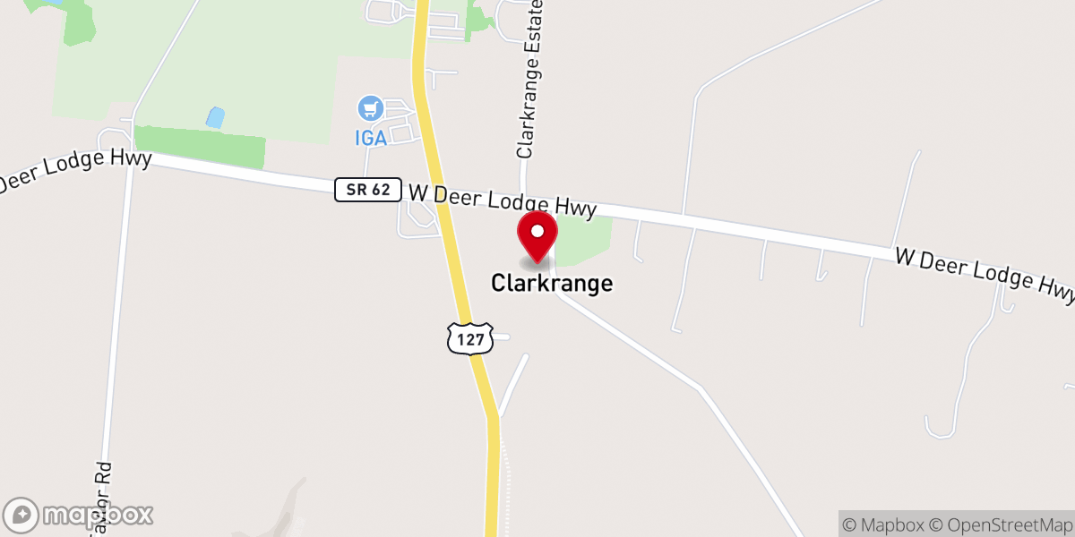 Map showing location of Clarkrange United Methodist Church