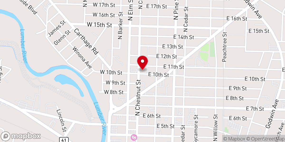 Map showing location of First Presbyterian Church and Weekday School
