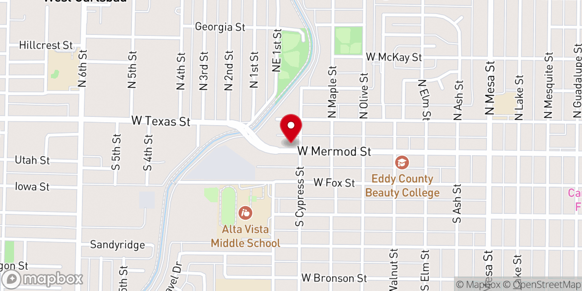 Map showing location of Carlsbad First Assembly
