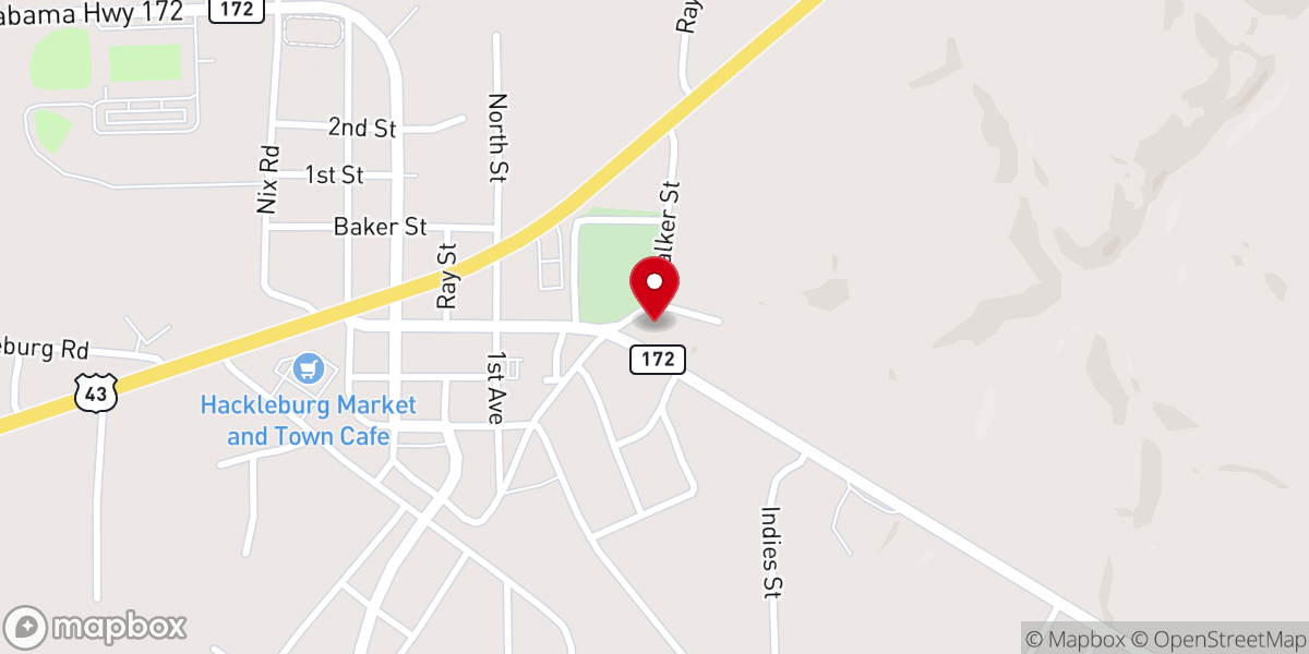 Map showing location of Cedar Tree Methodist Church