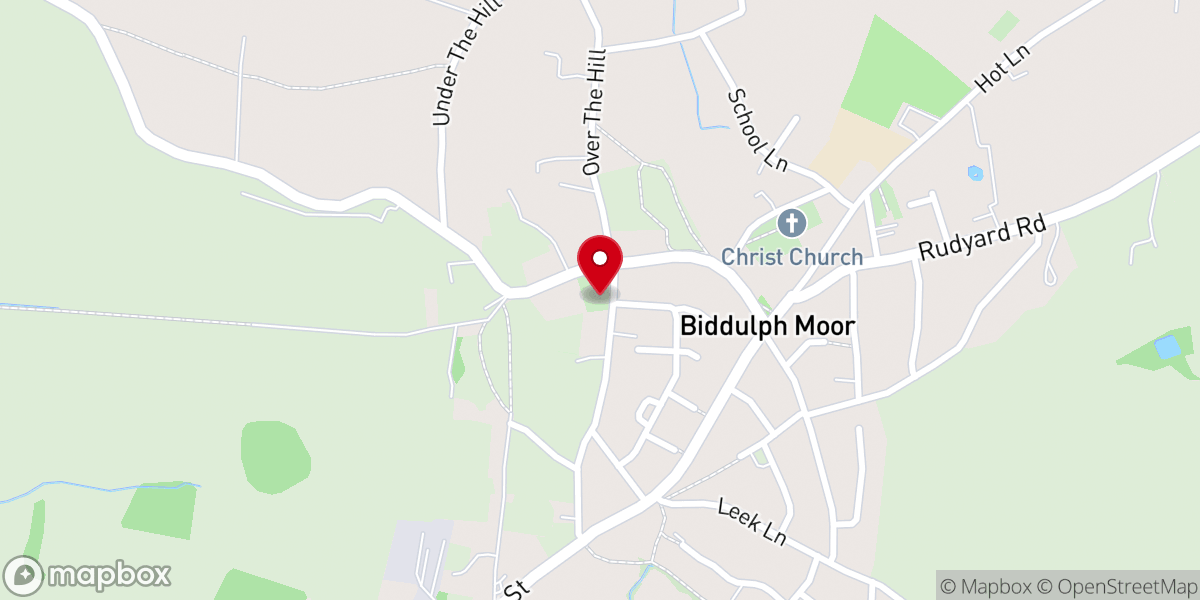 Map showing location of Hill Top Methodist Church Biddulph Moor