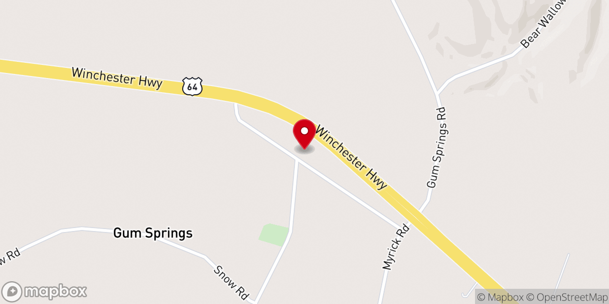 Map showing location of Gum Springs Baptist Church