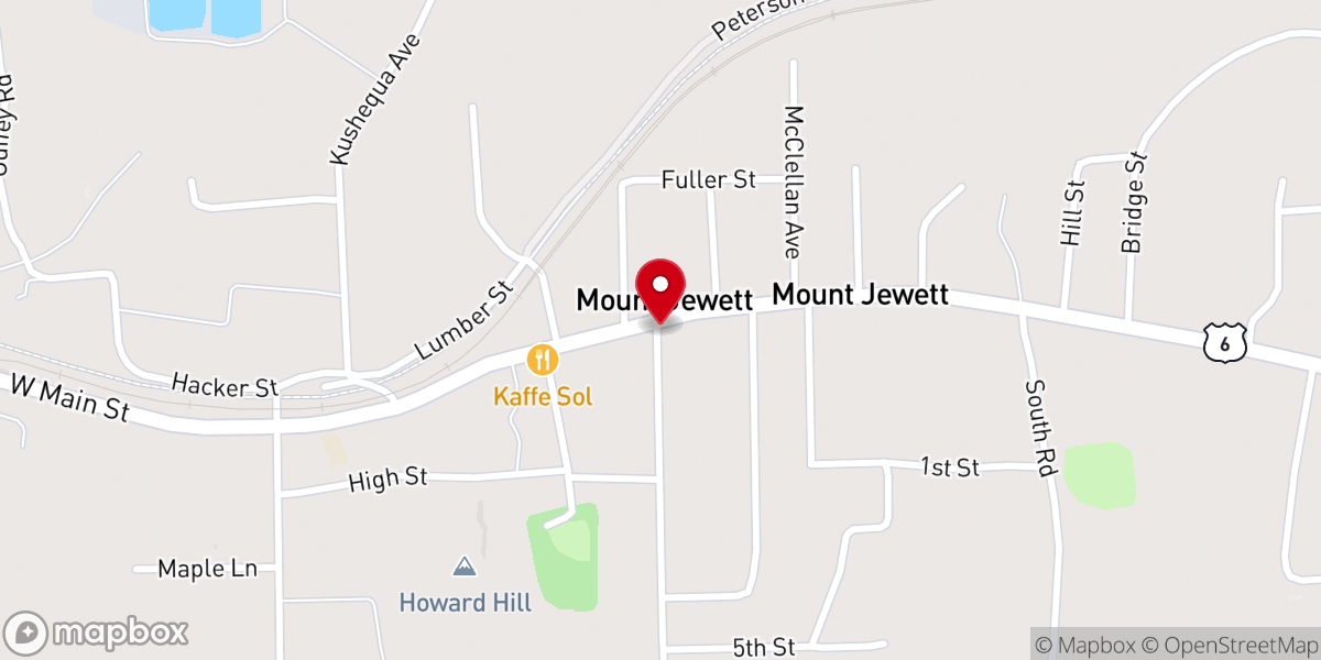 Map showing location of Mt. Jewett Seventh-day Adventist Church