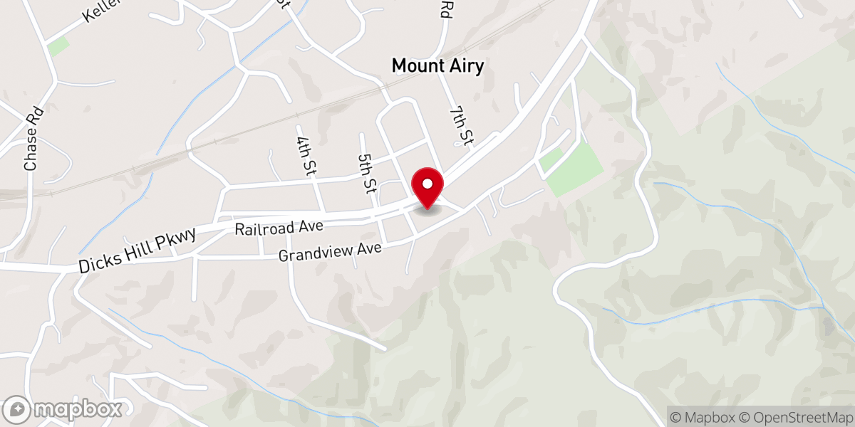 Map showing location of Mt. Airy Presbyterian Church