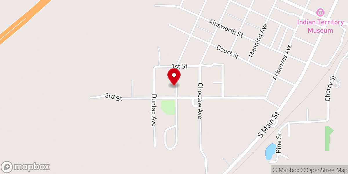 Map showing location of Caddo High School