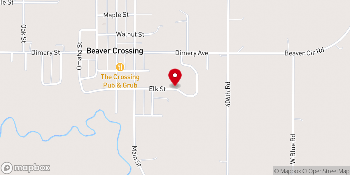 Map showing location of Beaver Crossing Nebraska Historical Marker