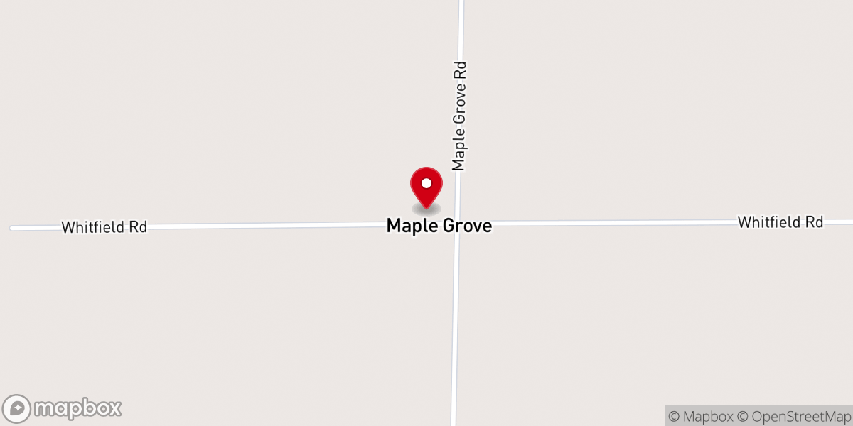 Map showing location of Maple Grove Baptist Church