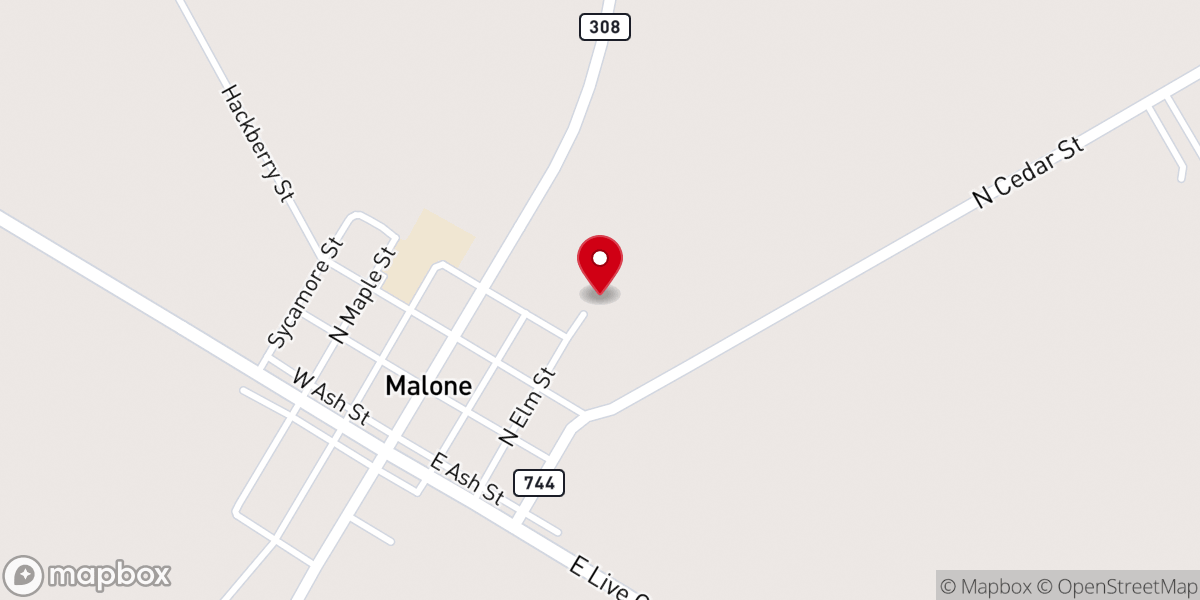 Map showing location of Pleasant Olive Baptist Church