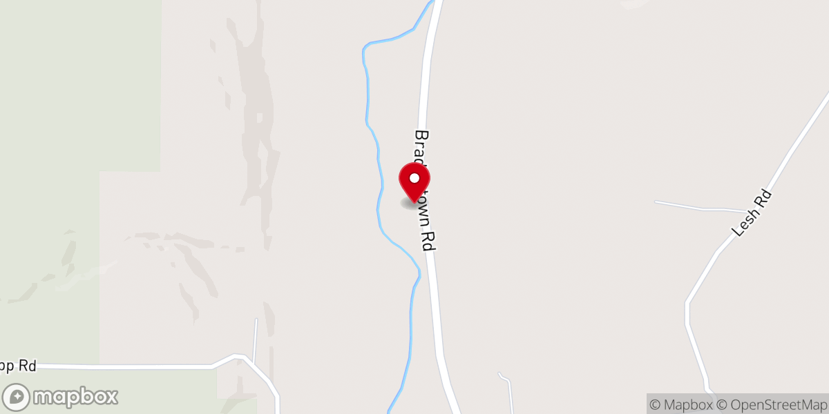 Map showing location of Bradleytown United Methodist Church