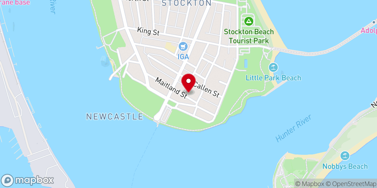 Map showing location of Stockton Anglican Church