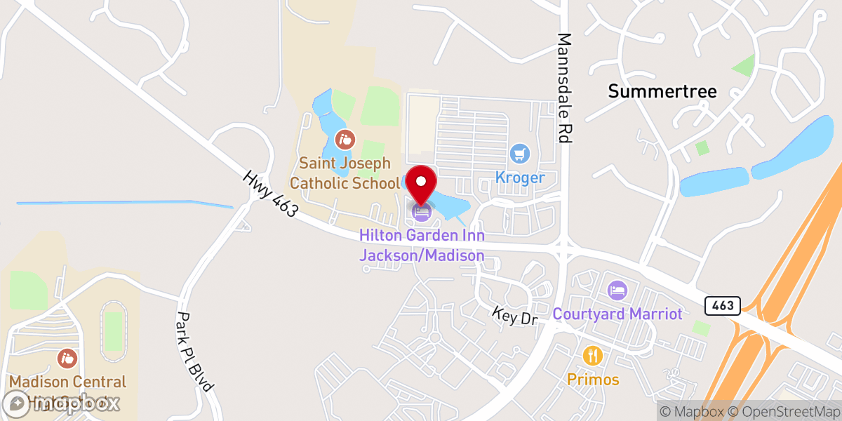 Map showing location of Hilton Garden Inn Jackson/Madison