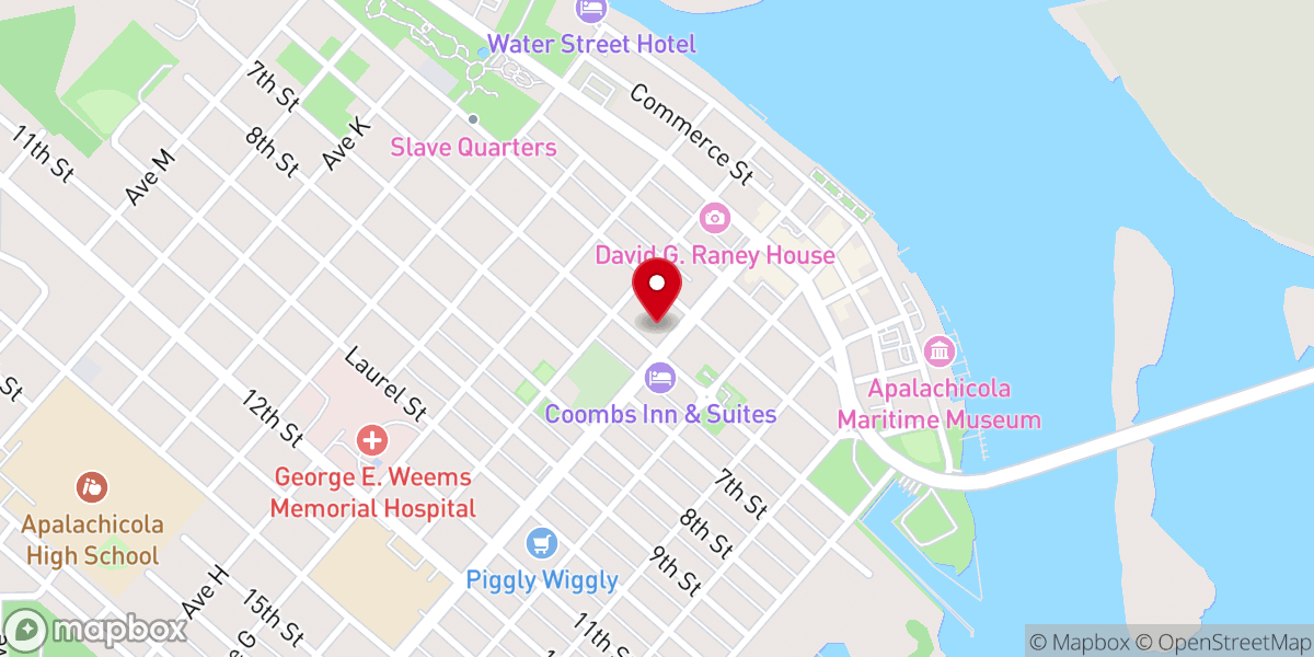 Map showing location of Majestic Jewel Inn of Apalachicola