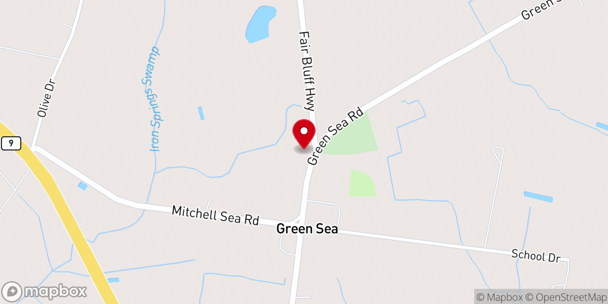 Map showing location of Green Sea Church