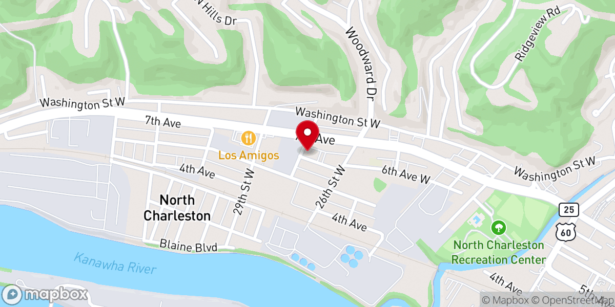 Map showing location of Starcher Baptist Church