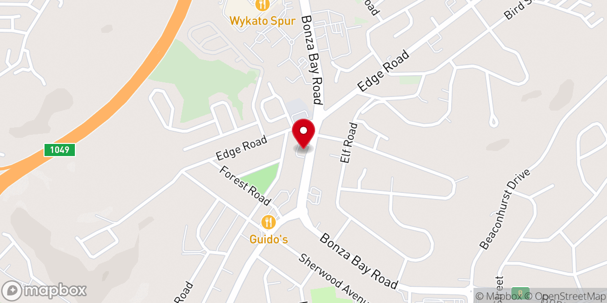 Map showing location of Beacon Baptist Church